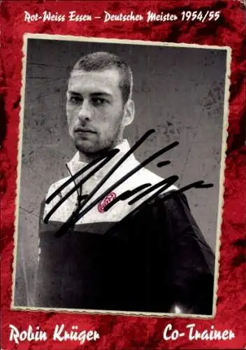 Autogrammkarte Co Trainer Robin Krüger, Rot Weiss Essen, Autogramm