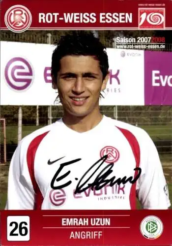 Autogrammkarte Fußballer Emrah Uzun, Rot-Weiss Essen, Autogramm