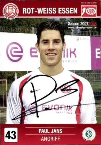 Autogrammkarte Fußballer Paul Jans, Rot-Weiss Essen, Autogramm