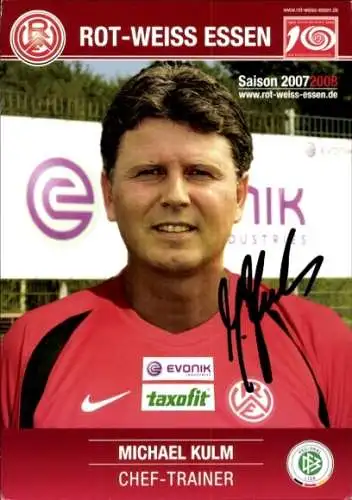 Autogrammkarte Chef Trainer Michael Kulm, Rot Weiss Essen, Autogramm