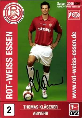 Autogrammkarte Fußballer Thomas Kläsener, Rot-Weiss Essen, Autogramm