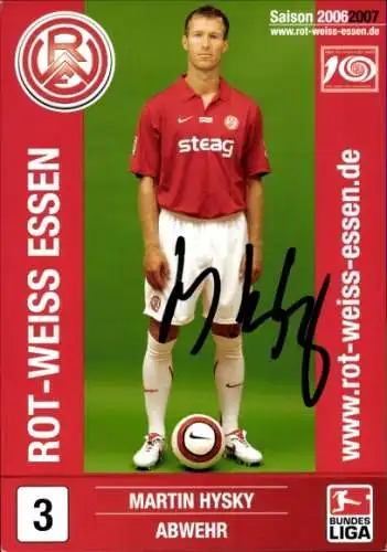 Autogrammkarte Fußballer Martin Hysky, Rot Weiss Essen, Autogramm