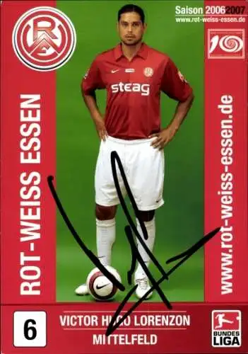 Autogrammkarte Fußballer Victor Hugo Lorenzon, Rot Weiss Essen, Autogramm