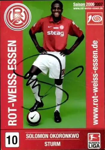 Autogrammkarte Fußballer Solomon Okoronkwo, Rot Weiss Essen, Autogramm