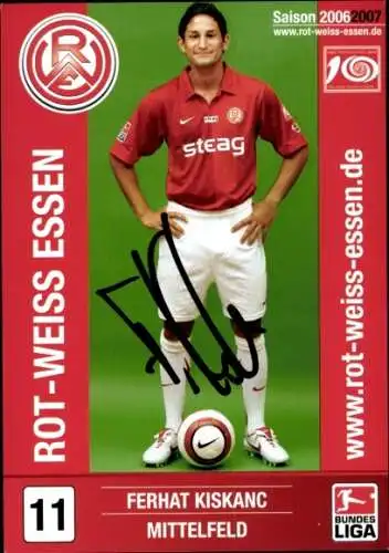 Autogrammkarte Fußballer Ferhat Kiskanc, Rot Weiss Essen, Autogramm