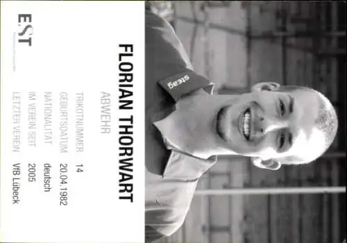 Autogrammkarte Fußballer Florian Thorwart, Rot Weiss Essen, Autogramm