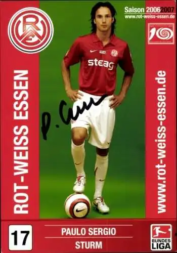 Autogrammkarte Fußballer Paulo Sergio, Rot-Weiss Essen, Autogramm