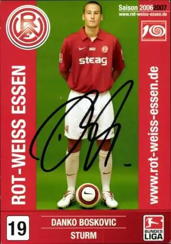 Autogrammkarte Fußballer Danko Boskovic, Rot Weiss Essen, Autogramm