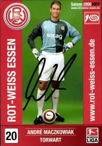 Autogrammkarte Fußballer André Maczkowiak, Rot Weiss Essen, Autogramm