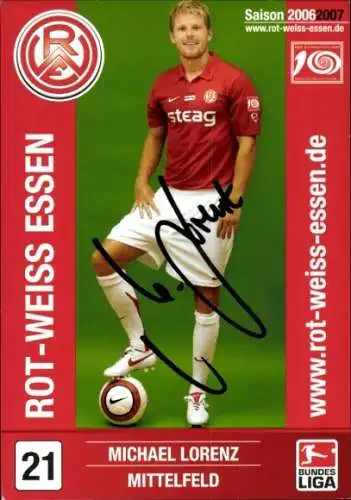 Autogrammkarte Fußballer Michael Lorenz, Rot Weiss Essen, Autogramm