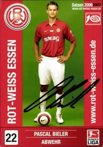 Autogrammkarte Fußballer Pascal Bieler, Rot Weiss Essen, Autogramm