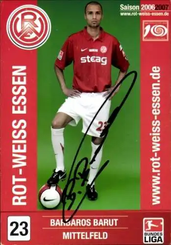 Autogrammkarte Fußballer Barbaros Barut, Rot Weiss Essen, Autogramm