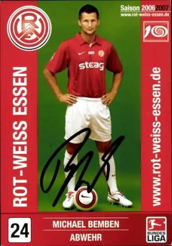 Autogrammkarte Fußballer Michael Bemben, Rot Weiss Essen, Autogramm