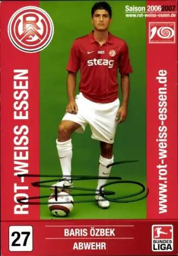 Autogrammkarte Fußballer Baris Özbek, Rot Weiss Essen, Autogramm