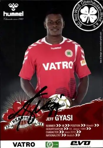 Autogrammkarte Fußballer Jeff Gyasi, Rot-Weiss Oberhausen, Autogramm