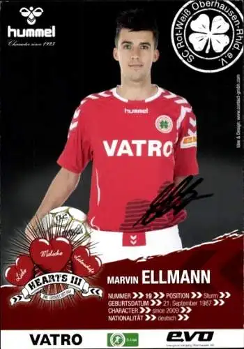 Autogrammkarte Fußballer Marvin Ellmann, Rot-Weiss Oberhausen, Autogramm