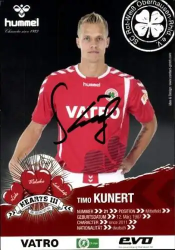 Autogrammkarte Fußballer Timo Kunert, Rot-Weiss Oberhausen, Autogramm