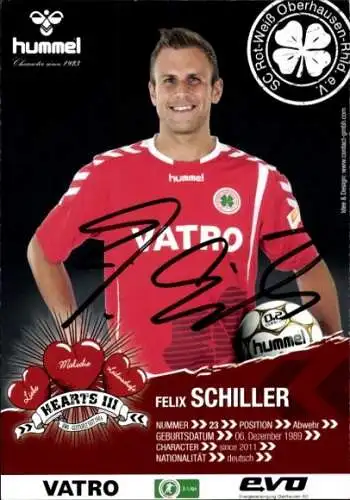 Autogrammkarte Fußballer Felix Schiller, Rot-Weiss Oberhausen, Autogramm