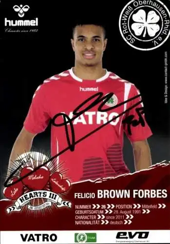 Autogrammkarte Fußballer Felicio Brown Forbes, Rot-Weiss Oberhausen, Autogramm