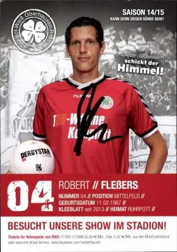 Autogrammkarte Fußballer Robert Fleßers, Rot-Weiss Oberhausen, Autogramm