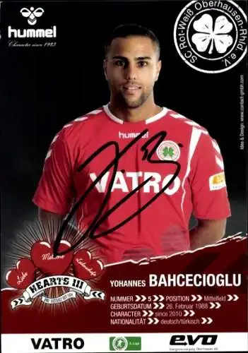 Autogrammkarte Fußballer Yohannes Bahcecioglu, Rot-Weiss Oberhausen, Autogramm