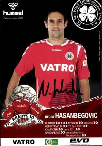 Autogrammkarte Fußballer Nedim Hasanbegovic, Rot-Weiss Oberhausen, Autogramm