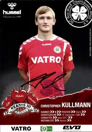 Autogrammkarte Fußballer Christopher Kullmann, Rot-Weiss Oberhausen, Autogramm