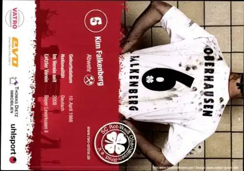 Autogrammkarte Fußballer Kim Falkenberg, Rot-Weiss Oberhausen, Autogramm