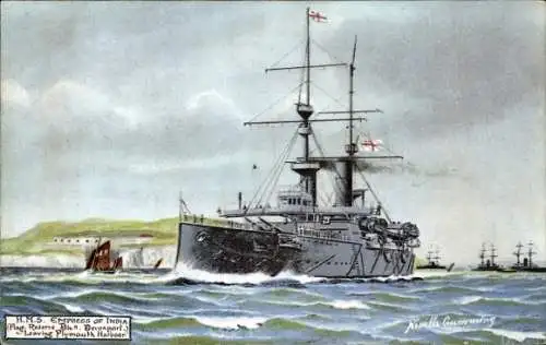 Künstler Ak Schlachtschiff, HMS Empress of India, Royal Navy