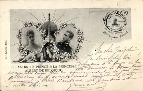 Ak Prinz Albert I. von Belgien, Elisabeth Gabriele in Bayern