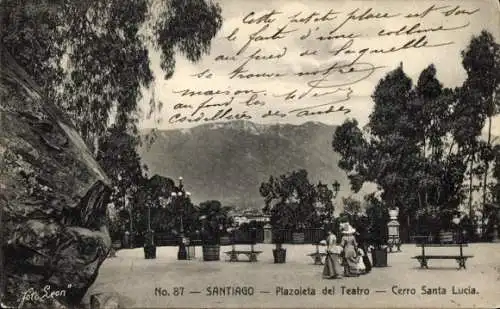 Ak Santiago de Chile, Plazoleta del Teatro, Cerro Santa Lucia