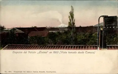 Ak Chile, Erupcion del Volcan Llaima en 1903, Vista tomada desde Temuco