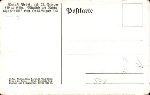 Ak August Bebel, Standportrait