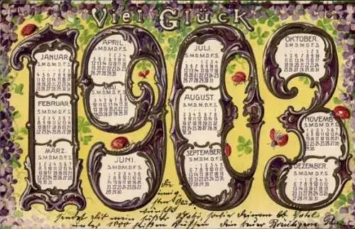 Präge Ak Glückwunsch Neujahr, Kalender, Jahreszahl 1903