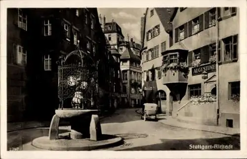Ak Stuttgart in Württemberg, in der Altstadt, Brunnen, Gasthaus Augustiner