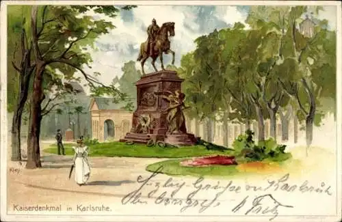 Künstler Litho Kley, Heinrich, Karlsruhe in Baden Württemberg, Kaiser Denkmal