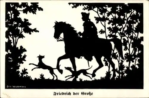 Scherenschnitt Künstler Ak Wiedemann, O., Friedrich der Große