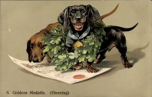 Litho Goldene Medaille, Ehrentag, Dackel