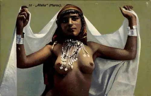 Ak Marokko, Portrait einer barbusigen Frau, Araberin, Maghreb