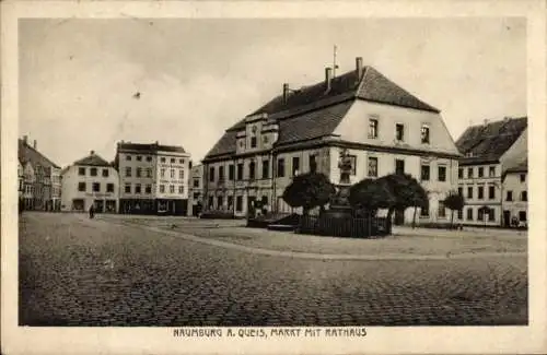 Ak Nowogrodziec Naumburg am Queis Niederschlesien, Markt, Rathaus