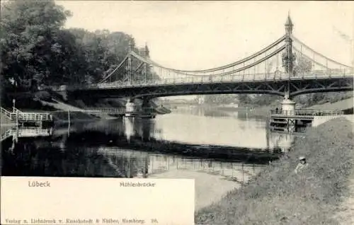 Ak Lübeck in Schleswig Holstein, Mühlenbrücke