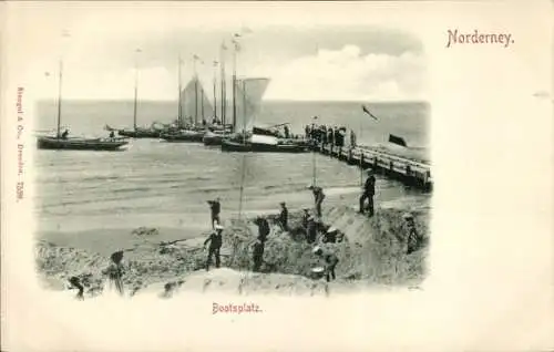 Ak Nordseebad Norderney Ostfriesland, Bootsplatz