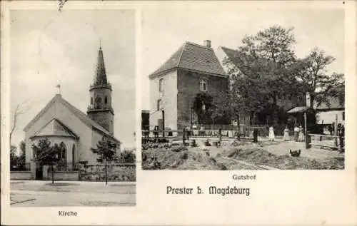 Ak Prester Magdeburg, Kirche, Gutshof