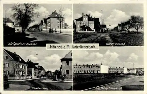 Ak Höchst Frankfurt am Main, Königsteiner Straße, Chattenweg, Siedlung Engelsruh, Gotenstraße