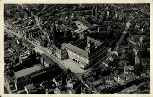 Ak Bochum im Ruhrgebiet, Rathaus, Gesamtansicht, Luftbild