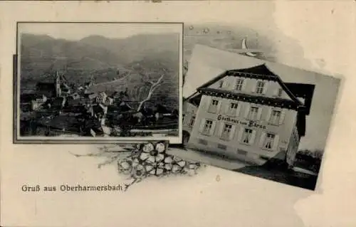 Ak Oberharmersbach im Schwarzwald Baden, Gesamtansicht, Gasthaus zum Bären