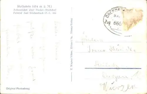 Ak Rothstein Rotstein Reichenbach in der Oberlausitz, Gasthof