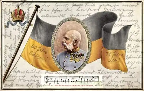 Ak Kaiser Franz Joseph I., Fahne