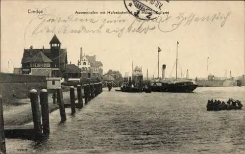 Ak Emden in Ostfriesland, Außenhafen, Hafenbahnhof, Zoll