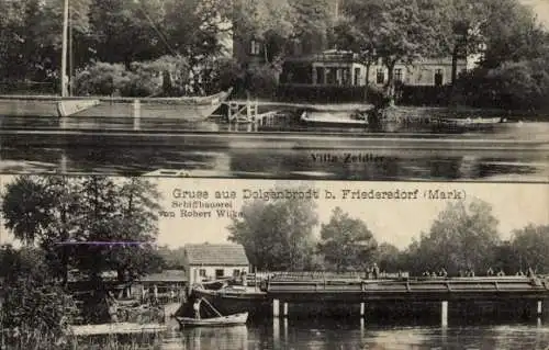 Ak Dolgenbrodt in der Mark, Villa Zeidler, Schiffsbauerei von Robert Wilke